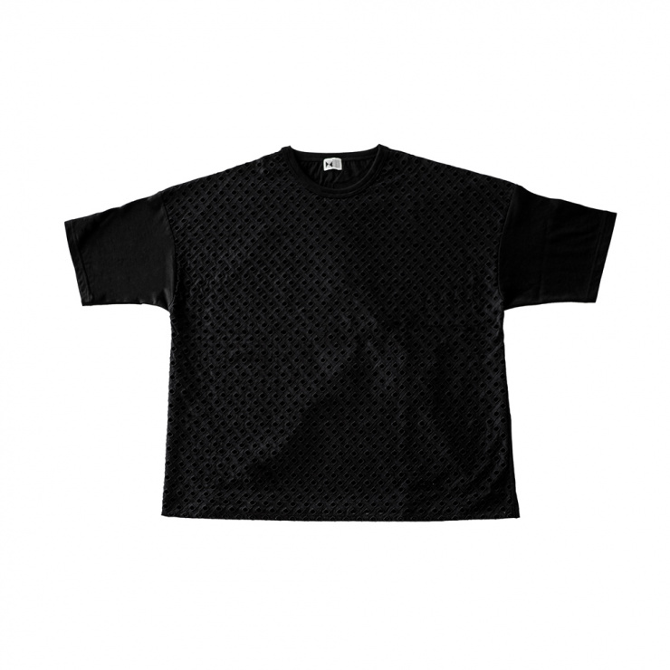 刺繍 Ami ×ハイマイクロコットン天竺 Tシャツ / ブラック / メンズ
