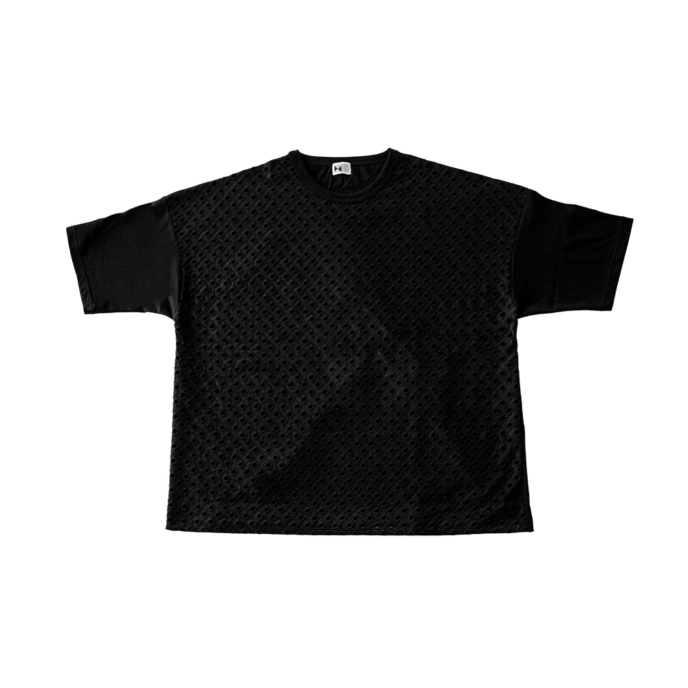 刺繍 Ami ×ハイマイクロコットン天竺 Tシャツ / ブラック / メンズ