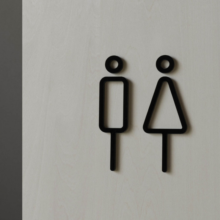 レストルームサイン2pcs / トイレサイン(ブラック)