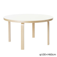90Aテーブル 子ども用 φ100×H60cm / ホワイトラミネートArtek