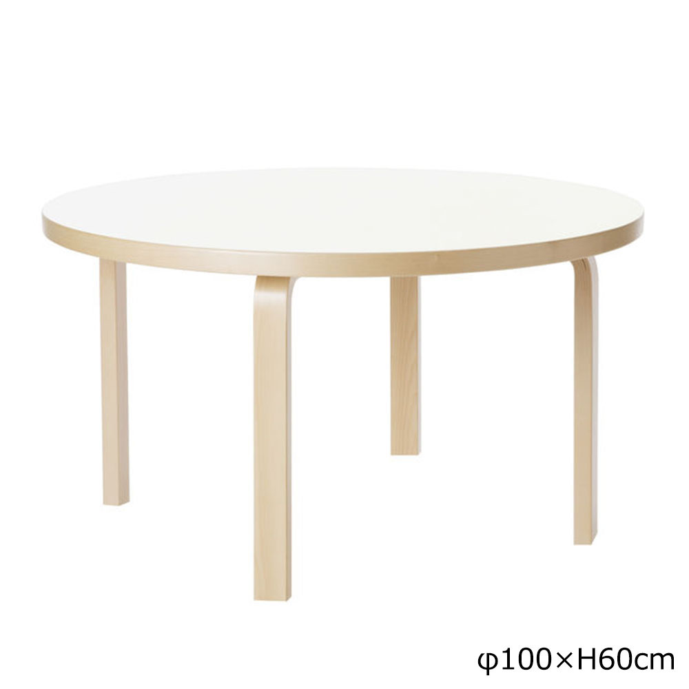 90Aテーブル 子ども用 φ100×H60cm / ホワイトラミネート