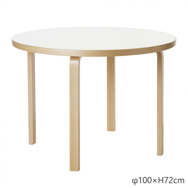 90Aテーブル φ100cm / ホワイトラミネート
