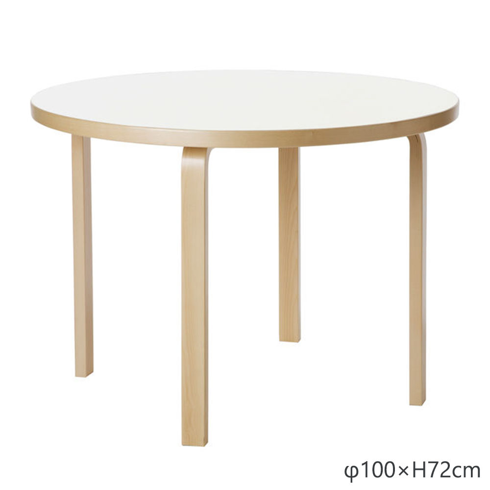 90Aテーブル φ100cm / ホワイトラミネート