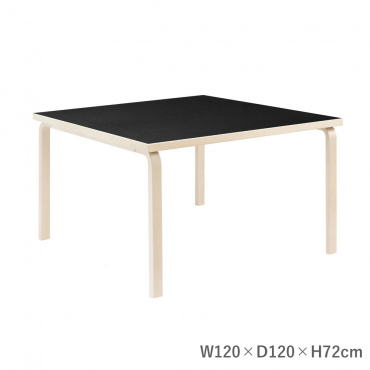テーブル 84 W120×D120cm / ブラックリノリウム