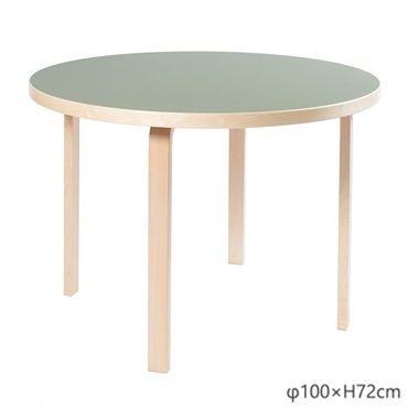 テーブル 90A φ100cm / リノリウムオリーブ ナチュラルラッカー