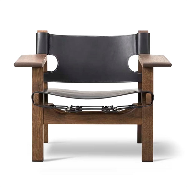 スパニッシュチェア 2226 / スモークドオーク材 オイル仕上げ ブラックレザー