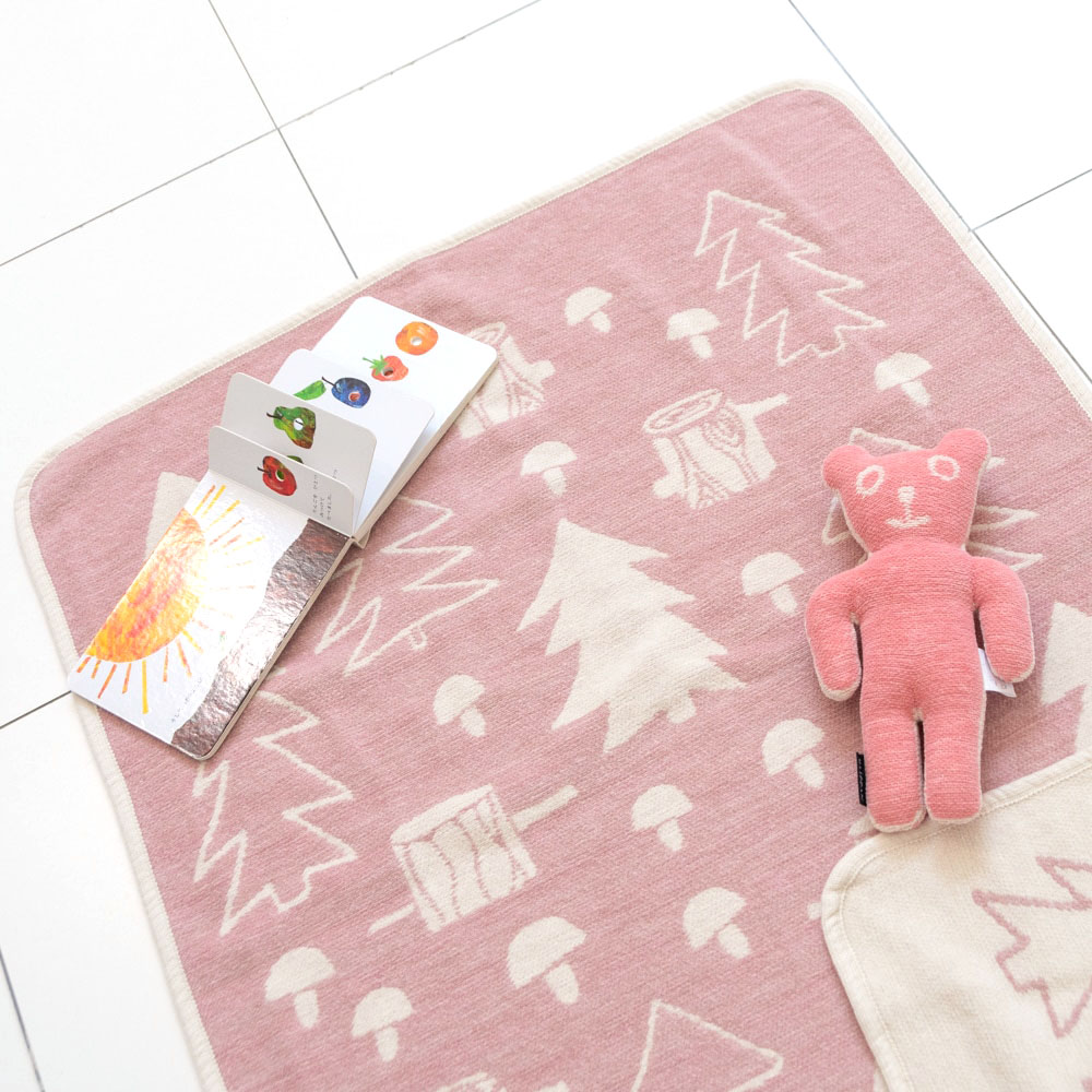 シュニールコットンブランケット ミニ 70×90cm / マッシュルーム ピンク
