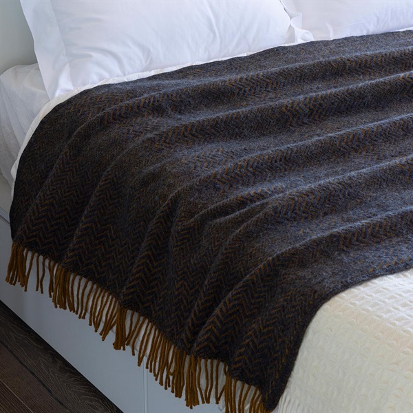 ウールスロー 130×200cm / ジグザグ ダークブラウン