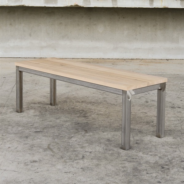 【アウトレット30%OFF】ミズナラ ベンチ 120cm×40cm / ソープフィニッシュ ステンレス脚