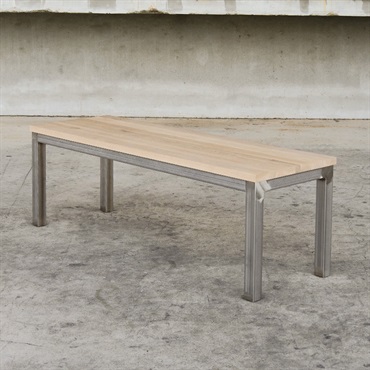 【アウトレット30%OFF】ミズナラ ベンチ 120cm×40cm / ソープフィニッシュ ステンレス脚