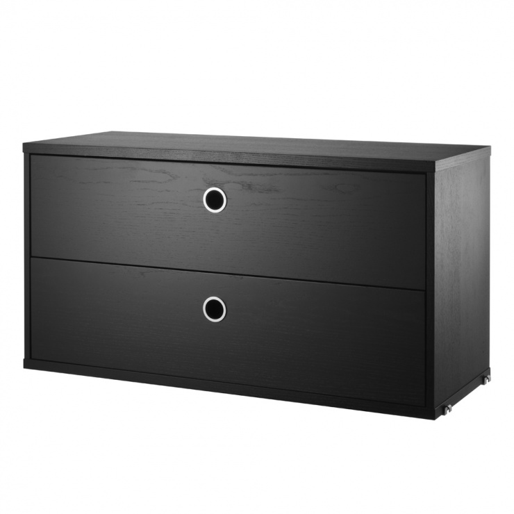 チェスト W78×D30×H42cm / ブラックステインドアッシュ