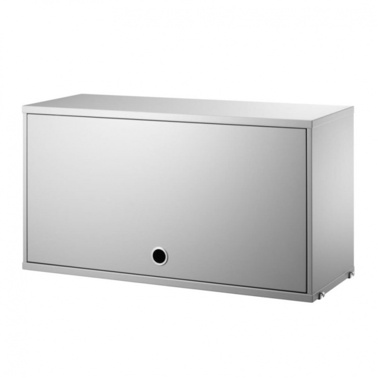 フリップドアキャビネット W78×D30×H42cm / MDF(グレー)