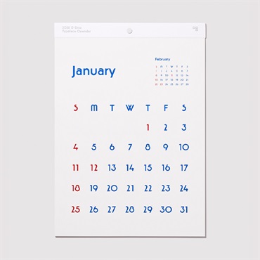 カレンダー 2026 / Typeface calendar 壁掛け
