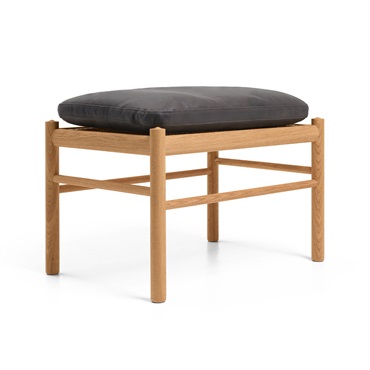 OW149F コロニアルフットスツール / オーク材 オイル仕上げ / ソーレンセンレザー TERRA(Raku 20367)