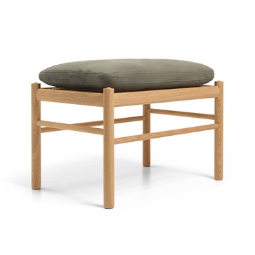 OW149F コロニアルフットスツール / オーク材 オイル仕上げ / ソーレンセンレザー TERRA(Jade 20368)