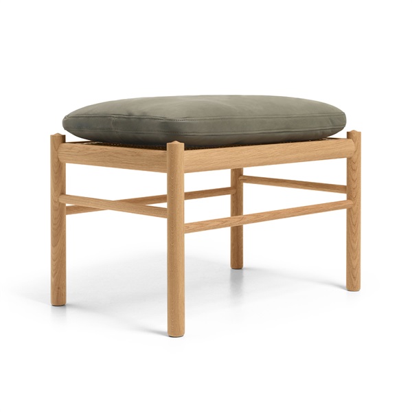 OW149F コロニアルフットスツール / オーク材 オイル仕上げ / ソーレンセンレザー TERRA(Jade 20368)