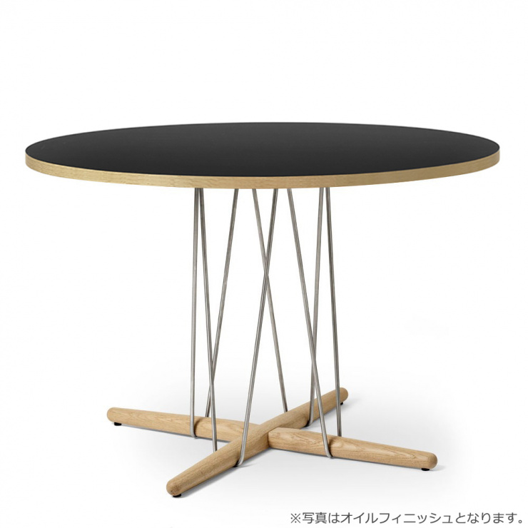 E020 エンブレイステーブル φ110cm / オーク材 ソープ仕上げ(ブラック)