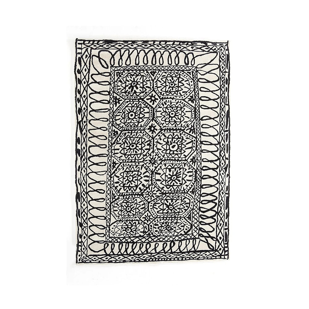 ラグマット ブラック オン ホワイト イスタンブール 170×255cm
