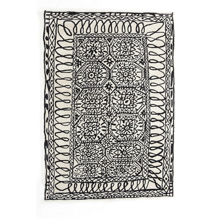 ラグマット ブラック オン ホワイト イスタンブール 200×300cm