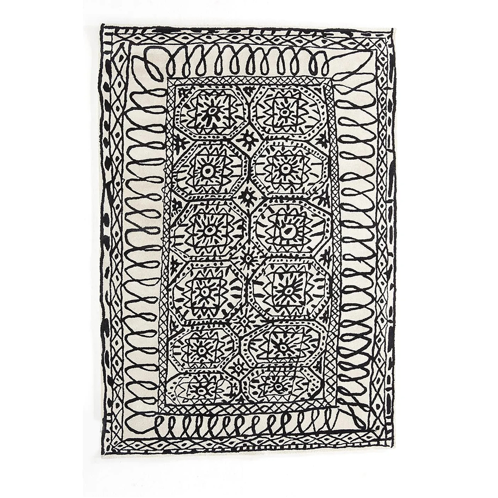 ラグマット ブラック オン ホワイト イスタンブール 200×300cm