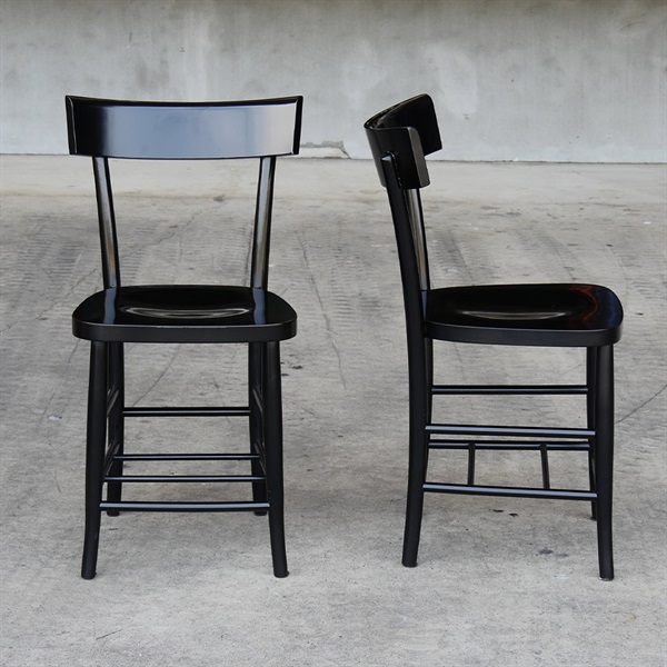 【アウトレット40%OFF】カフェチェア MILANO / ブラック グロス塗装 2脚セット ①