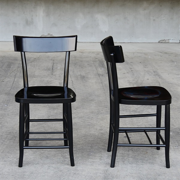 【アウトレット40%OFF】カフェチェア MILANO / ブラック グロス塗装 2脚セット ②