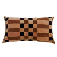 アンティーク ビンテージ クッション ベルベット ダマスク柄 イギリス フランス ベルベットクッション ネリー 40×60cm / キャメル×オーバジーン