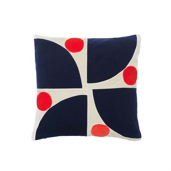 ベルベットクッション ジョゼフィン 40×40cm / ダークブルー×セージ