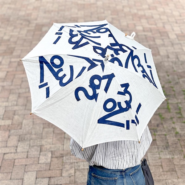 日傘 晴雨兼用 / リネン手捺染 Typography