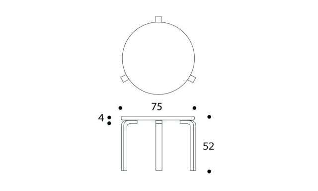 90Bローテーブル アアルトテーブル / ホワイトラミネート φ75×H52cm 