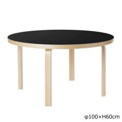 90Aテーブル 子ども用 φ100×H60cm / ブラックリノリウム