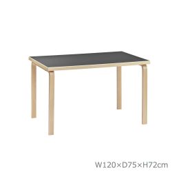 81Bテーブル アアルトテーブル / ブラックリノリウム W120×D75×H72cm 