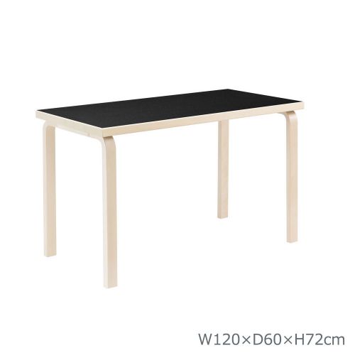 80Aテーブル アアルトテーブル / ブラックリノリウム W120×D60cm (Artek / アルテック)
