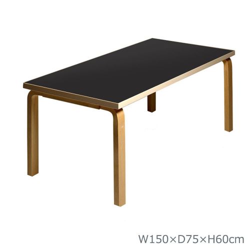 81Aテーブル 子ども用 アアルトテーブル / ブラックリノリウム W150×D75×H60cm (Artek / アルテック)	